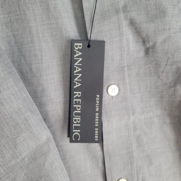 Banana Republic Gray Shirt Mens XL Tailored Slim Fit Gray Button Down NWT - Picture 4 of 9